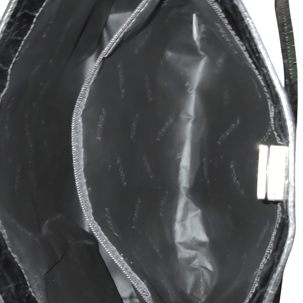 Furla Vintage Glossy Black Croc-Embossed Turn-lock Tote Bag-EUC - Picture 5 of 13